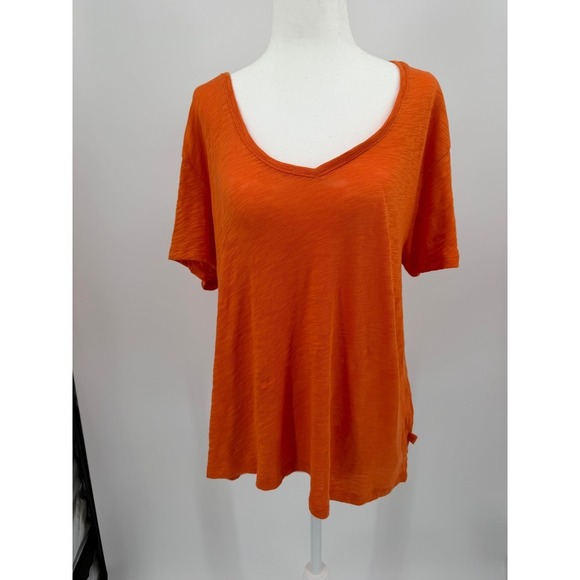 ATM Anthony Thomas Melillo Tops - ATM Anthony Thomas Melillo Orange Slub Jersey V-Neck T-Shirt XS oversized